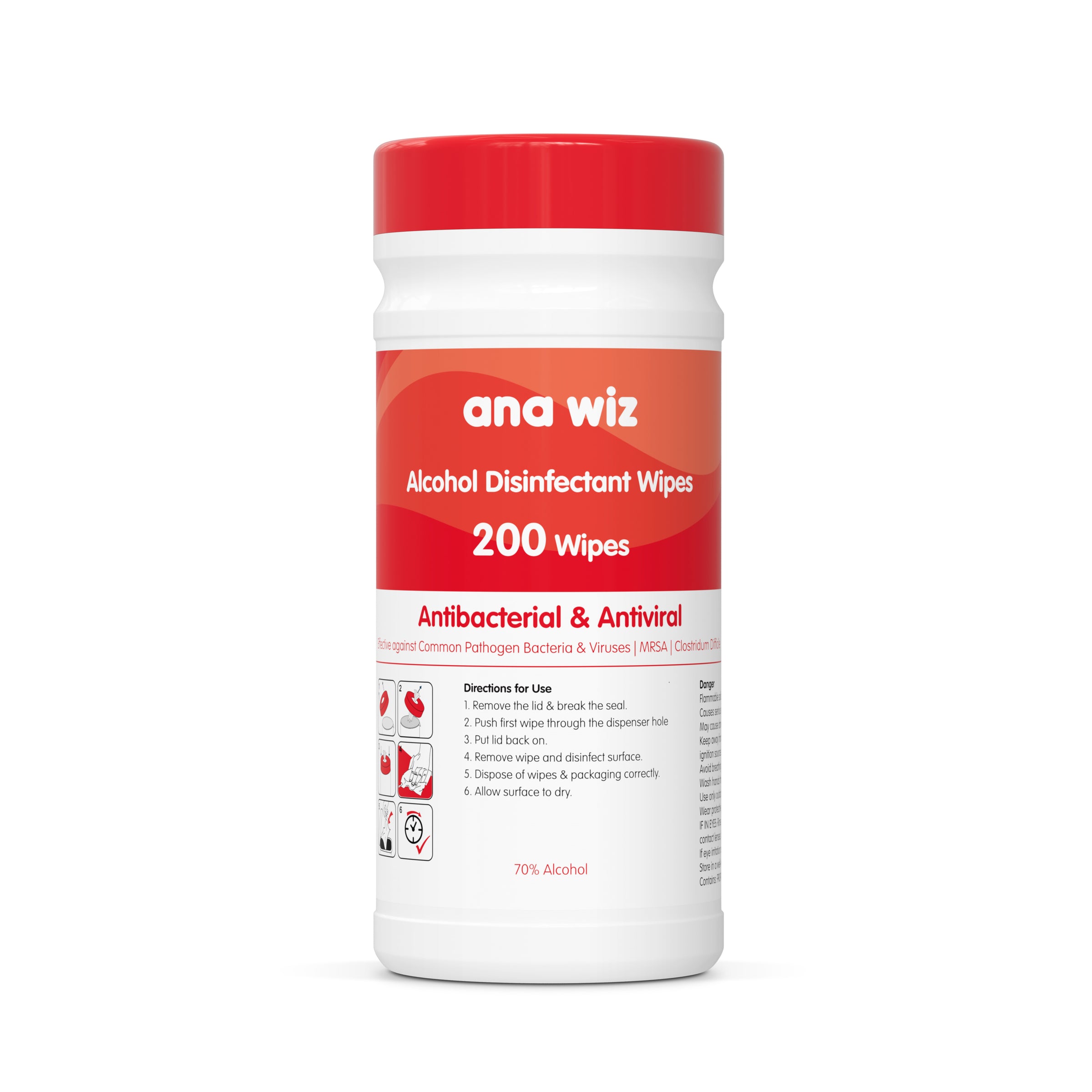 Ana Wiz Alcohol Disinfectant Wipes (200 Sheet Tub)